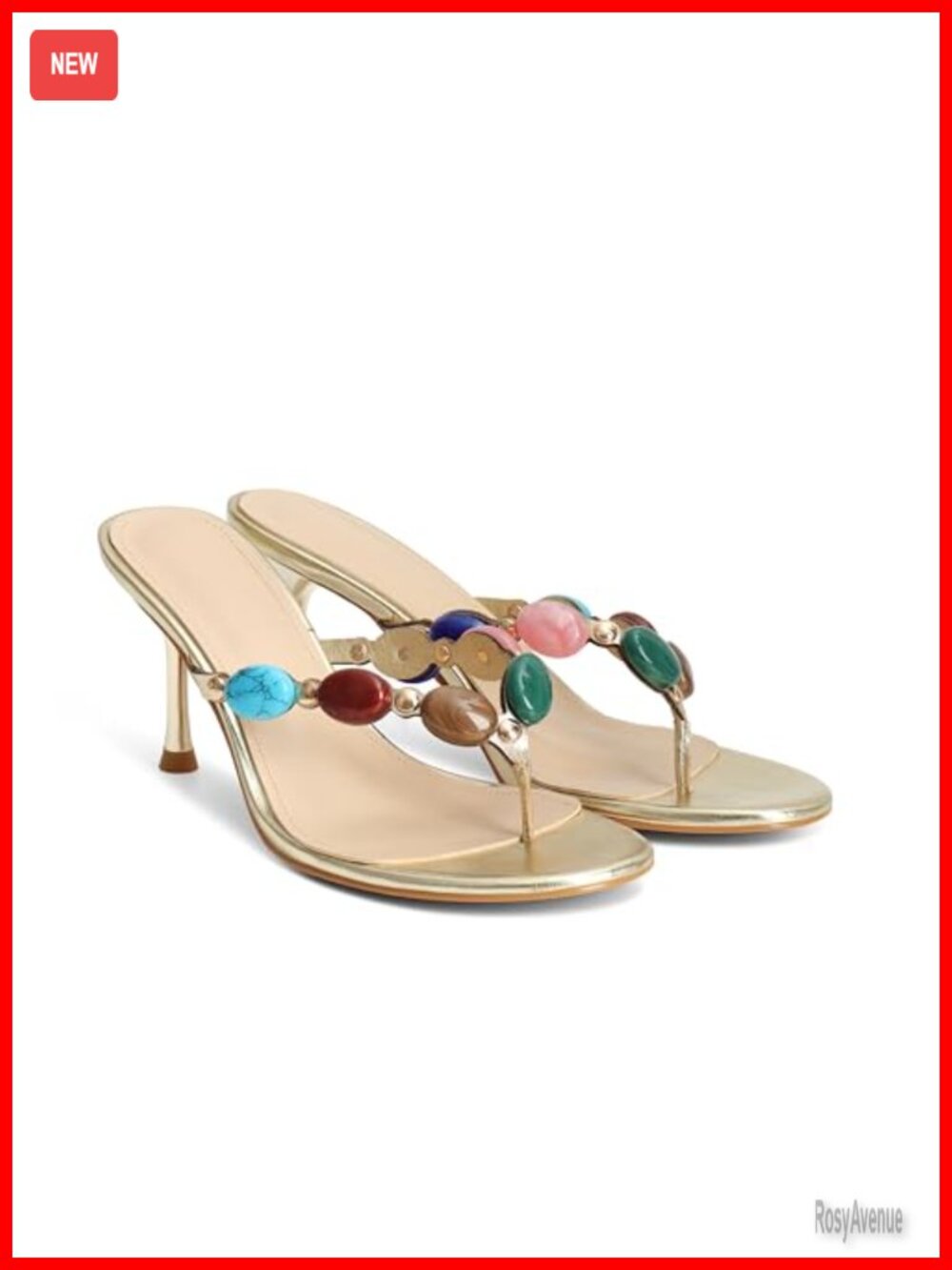 Jeweled Flip Flop Kitten Heels Open Toe Beaded Strappy Sandals